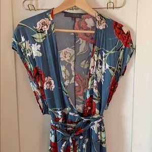 Kimono floral wrap dress
